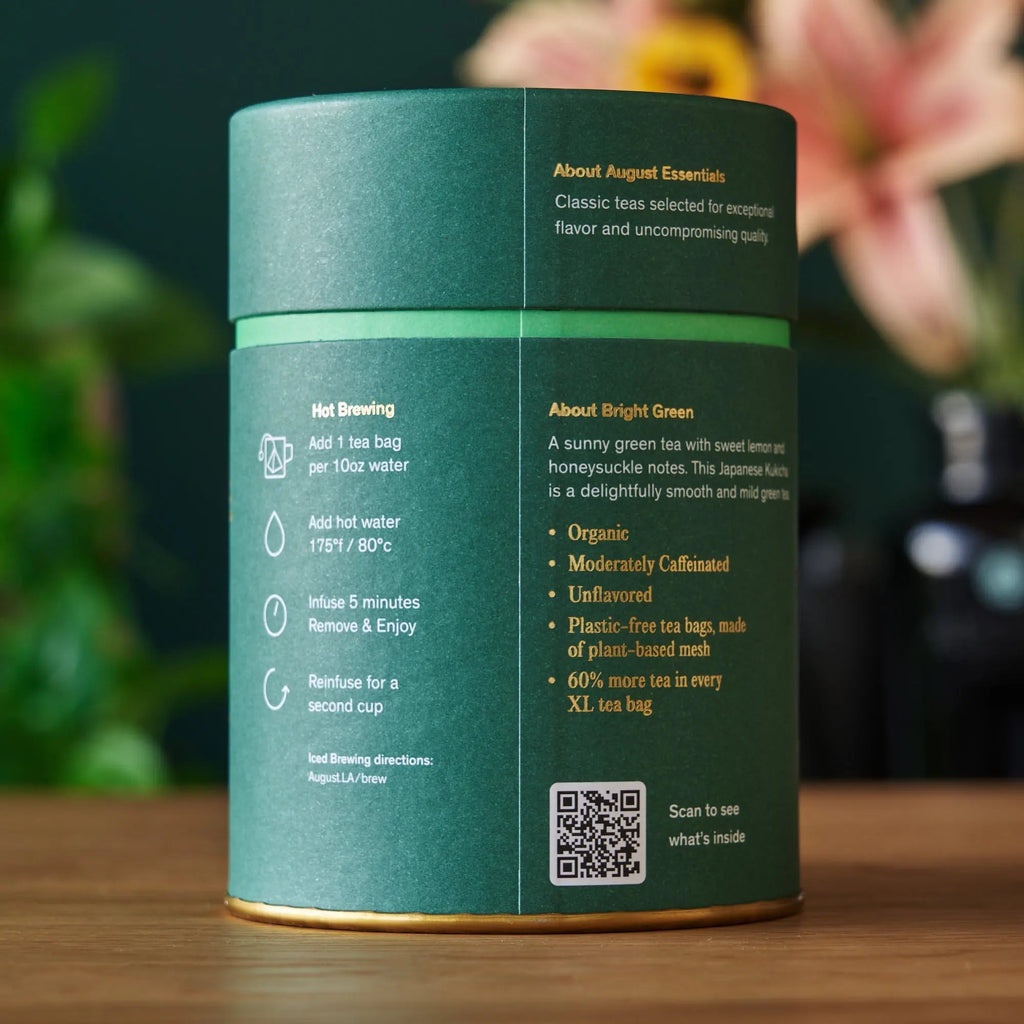 Essentials Bright Green Green Tea - 15 Tea Bags - August Uncommon Tea