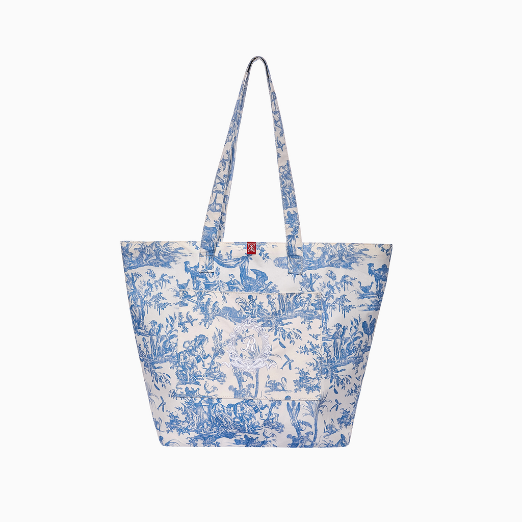 French Toile de Jouy Premium Cotton Tote Bag-0