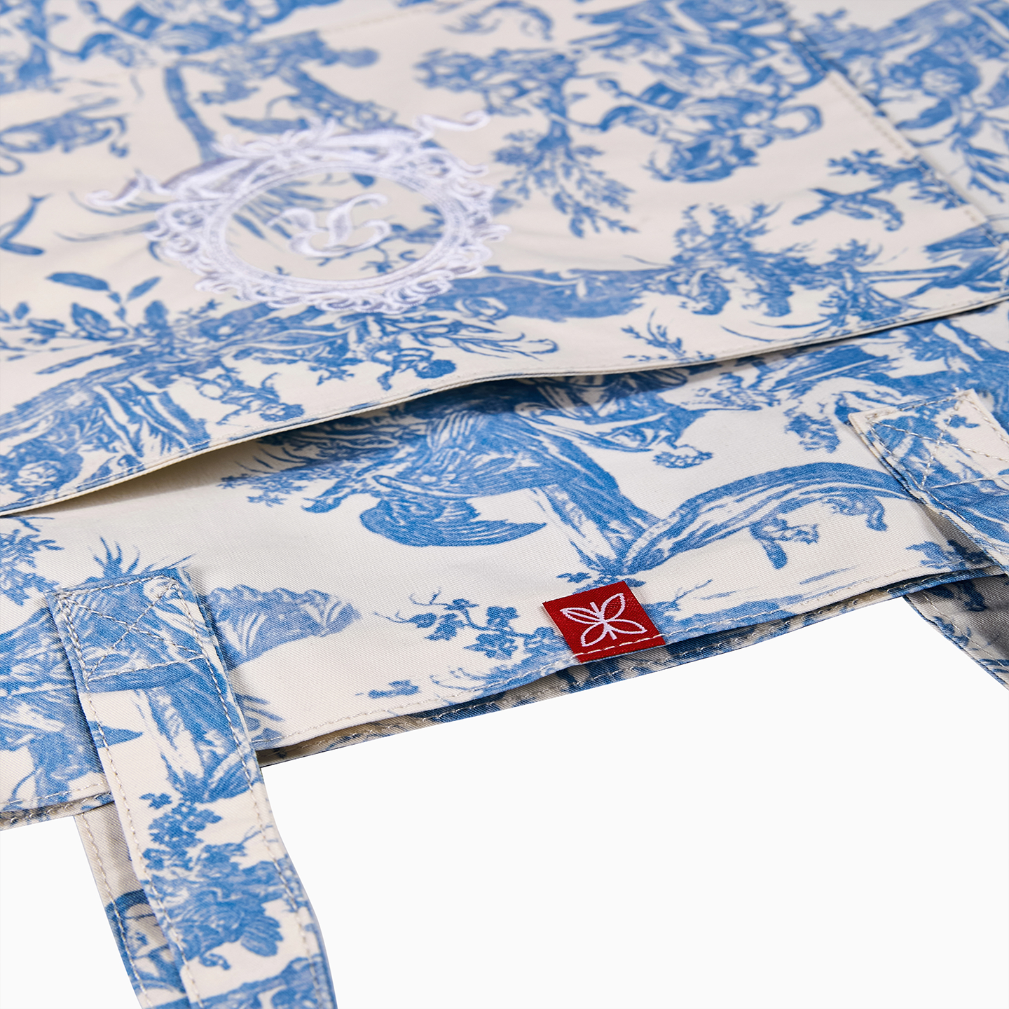 French Toile de Jouy Premium Cotton Tote Bag-4