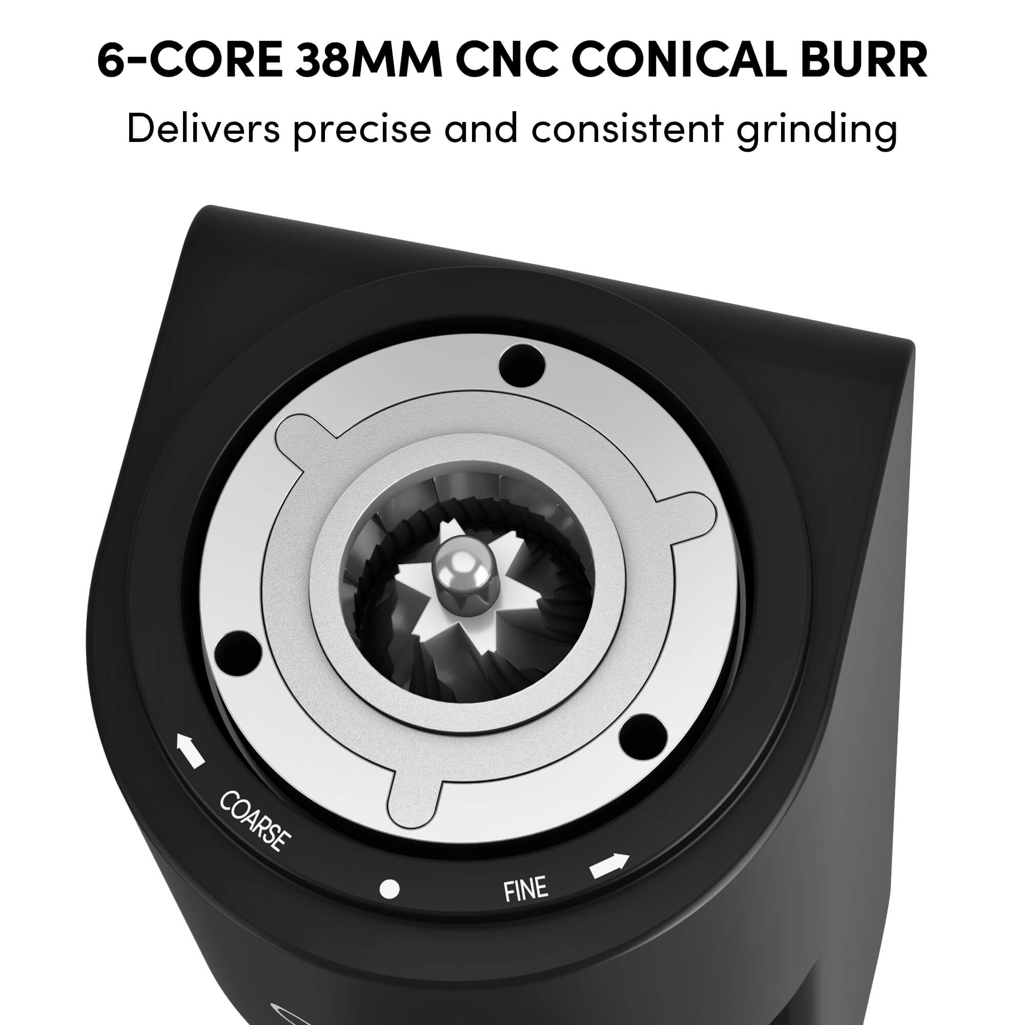 Geimori GU38 Single Dose Coffee Grinder, Electric Burr Coffee Grinder with 38mm Conical Burrs, Stepless Adjustment, Zero Retention