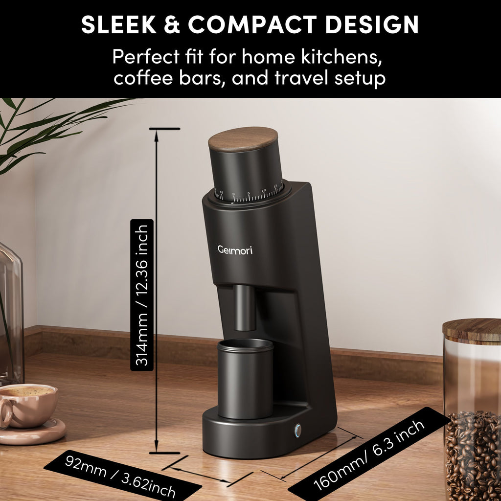 Geimori GU38 Single Dose Coffee Grinder, Electric Burr Coffee Grinder with 38mm Conical Burrs, Stepless Adjustment, Zero Retention