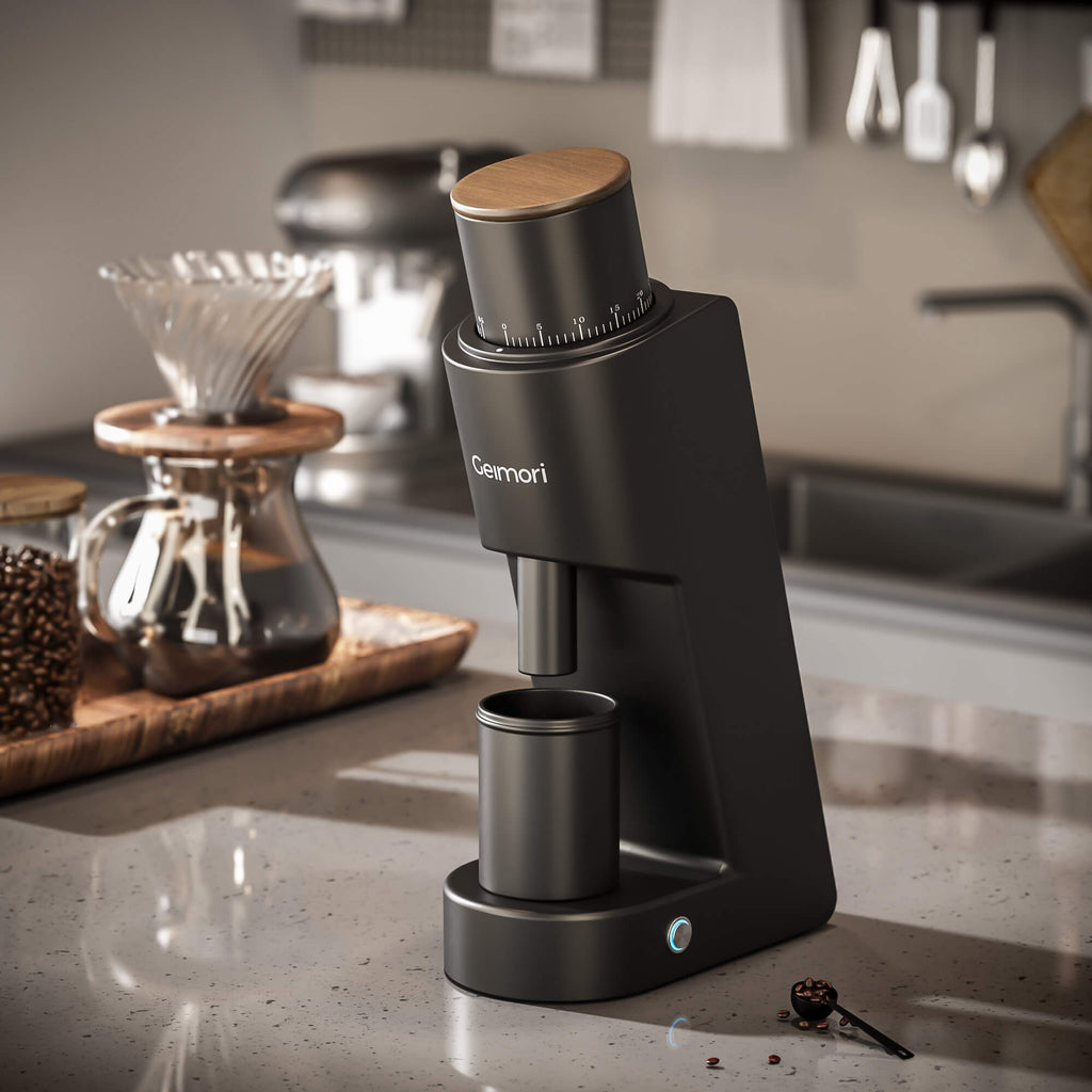 Geimori GU38 Single Dose Coffee Grinder, Electric Burr Coffee Grinder with 38mm Conical Burrs, Stepless Adjustment, Zero Retention