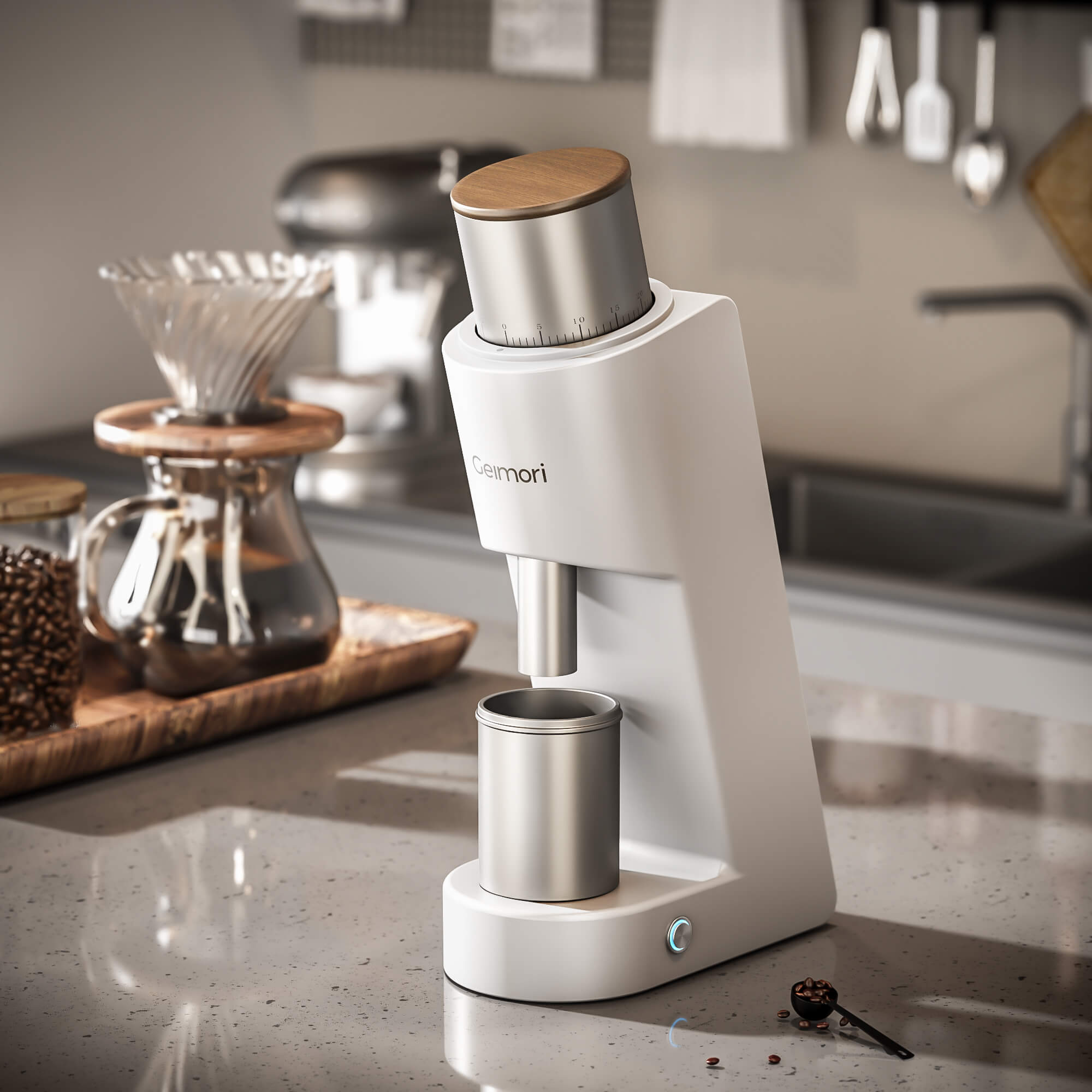 Geimori GU38 Single Dose Coffee Grinder, Electric Burr Coffee Grinder with 38mm Conical Burrs, Stepless Adjustment, Zero Retention