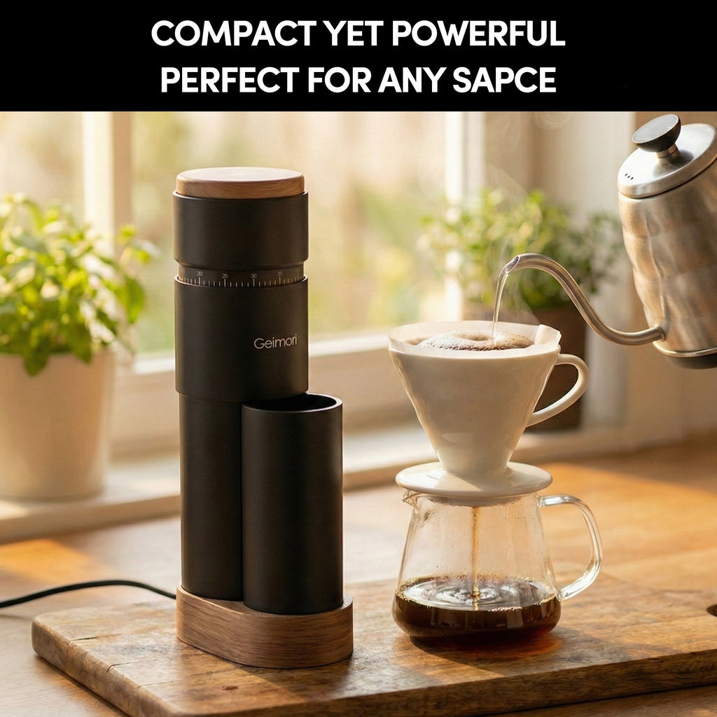 Geimori T38 Plus-The True Pro Grade Portable Coffee Grinder with 38mm Conical Burr, Anti-Static Tech, Stepless Grind Settings, Zero Retention - Wirsh