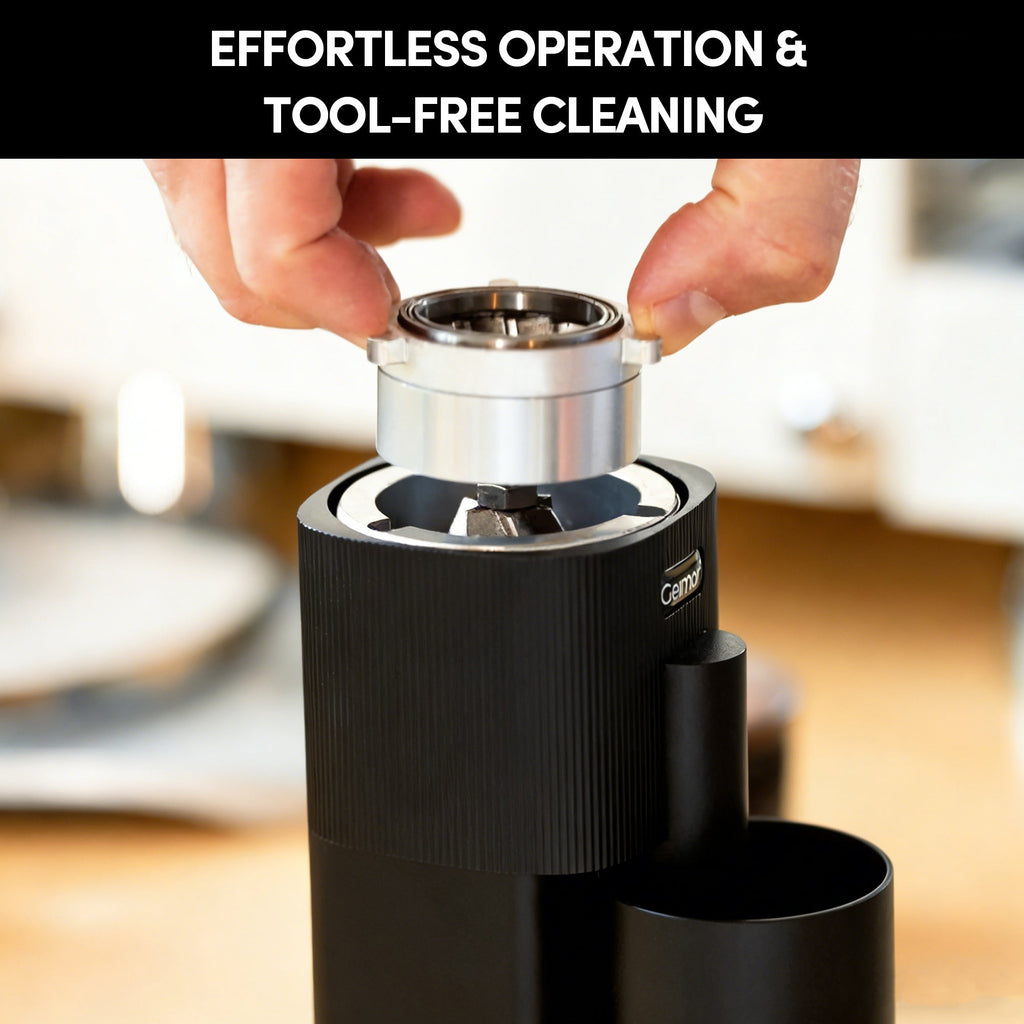 Geimori T38-The True Pro Grade Portable Coffee Grinder with 38mm Conical Burrs, 3600mAh Batteries, Stepless Grind Settings - Wirsh