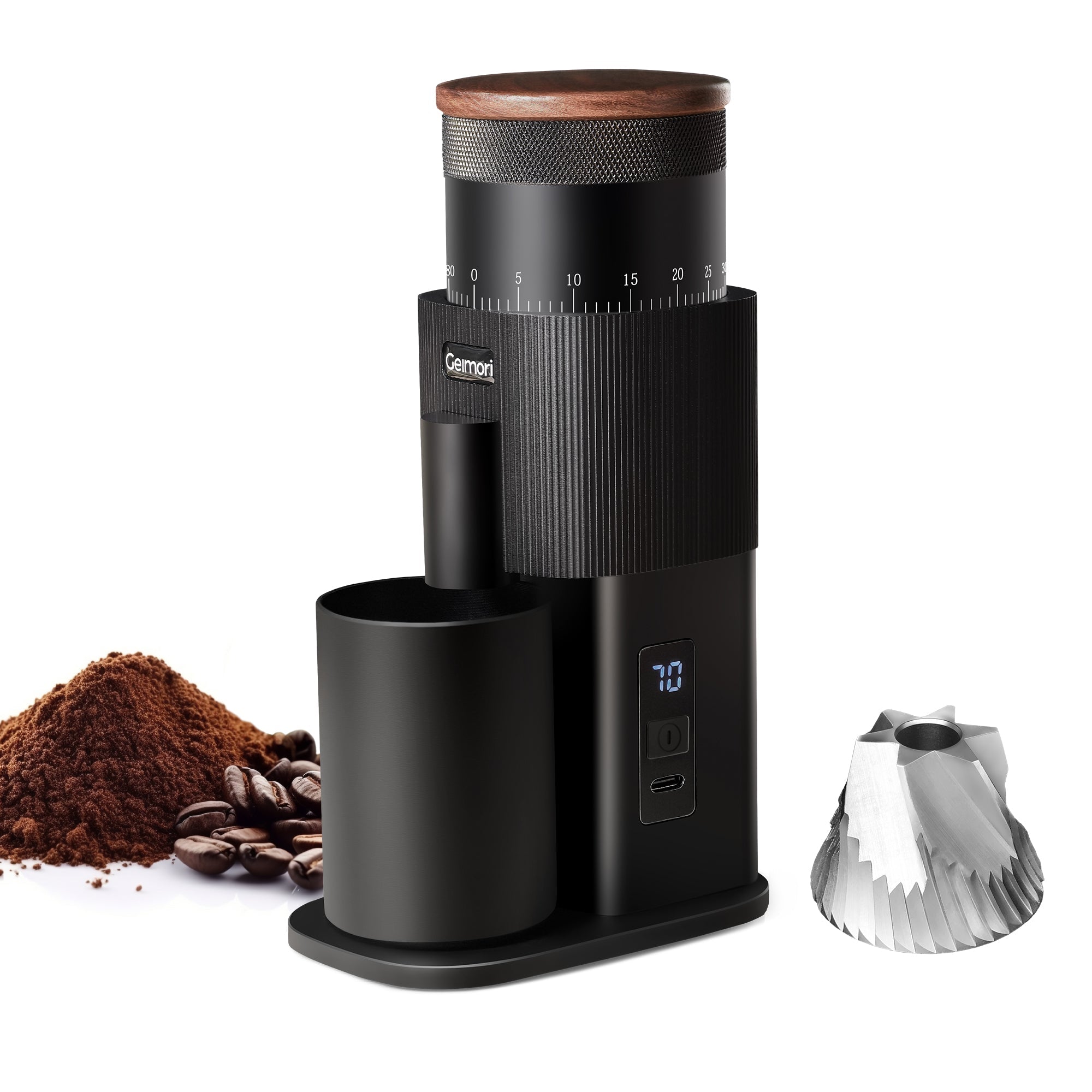 Geimori T38-The True Pro Grade Portable Coffee Grinder with 38mm Conical Burrs, 3600mAh Batteries, Stepless Grind Settings - Wirsh