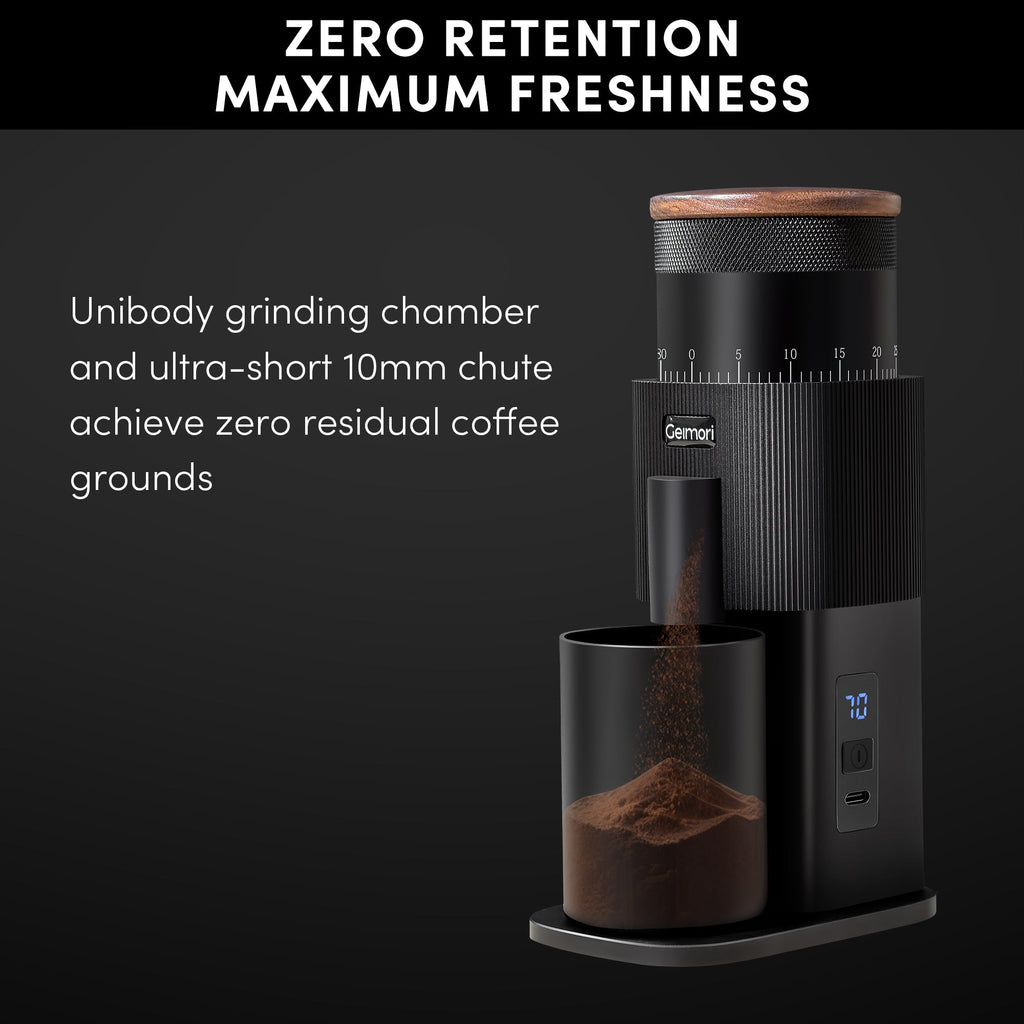 Geimori T38-The True Pro Grade Portable Coffee Grinder with 38mm Conical Burrs, 3600mAh Batteries, Stepless Grind Settings - Wirsh