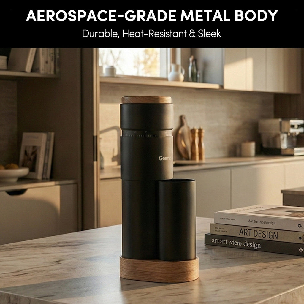 Geimori T38 Plus-The True Pro Grade Portable Coffee Grinder with 38mm Conical Burr, Anti-Static Tech, Stepless Grind Settings, Zero Retention - Wirsh
