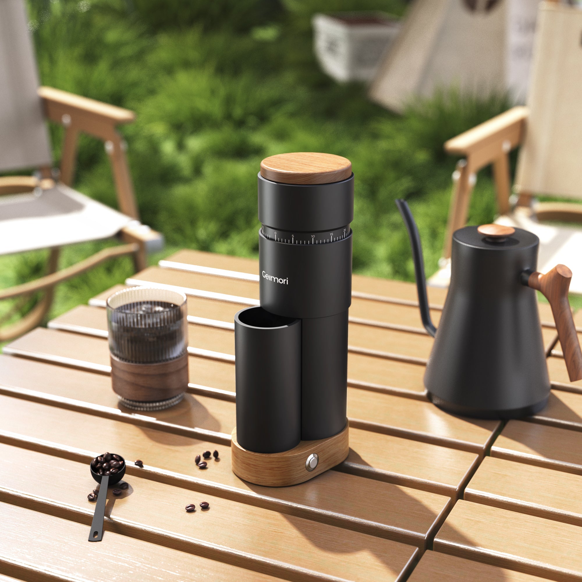 Geimori T38 Plus-The True Pro Grade Portable Coffee Grinder with 38mm Conical Burr, Anti-Static Tech, Stepless Grind Settings, Zero Retention - Wirsh