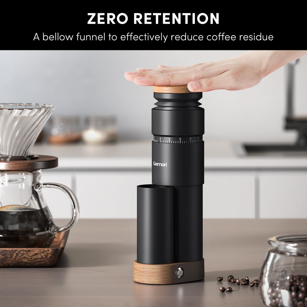 Geimori T38 Plus-The True Pro Grade Portable Coffee Grinder with 38mm Conical Burr, Anti-Static Tech, Stepless Grind Settings, Zero Retention - Wirsh